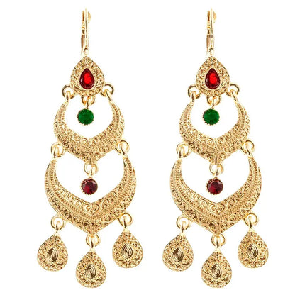 Moroccan Style Earrings for Women's Wedding Party Jewelry with Rhinestone Droplet Shape by All Mart Bristol Ltd