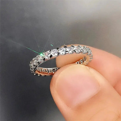 Huitan Fashion Contracted Women's Ring Thin Full Paved Round CZ Versatile Girls Accessories Daily Wear Party Statement Jewelry by All Mart Bristol Ltd