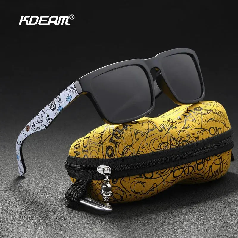 KDEAM Eye-catching Function Polarized Sunglasses For Men Matte Black Frame Fit. Painting Temples Play-Cool Sun Glasses With Case by All Mart Bristol Ltd