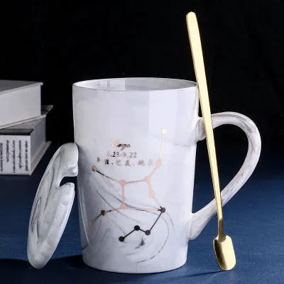Natural Marble 12 Constellation Ceramic Pink Zodiac Mug With Lid Coffee Mugs Creative Personality Cup 380ml Cups And Mugs Xicara by All Mart Bristol Ltd