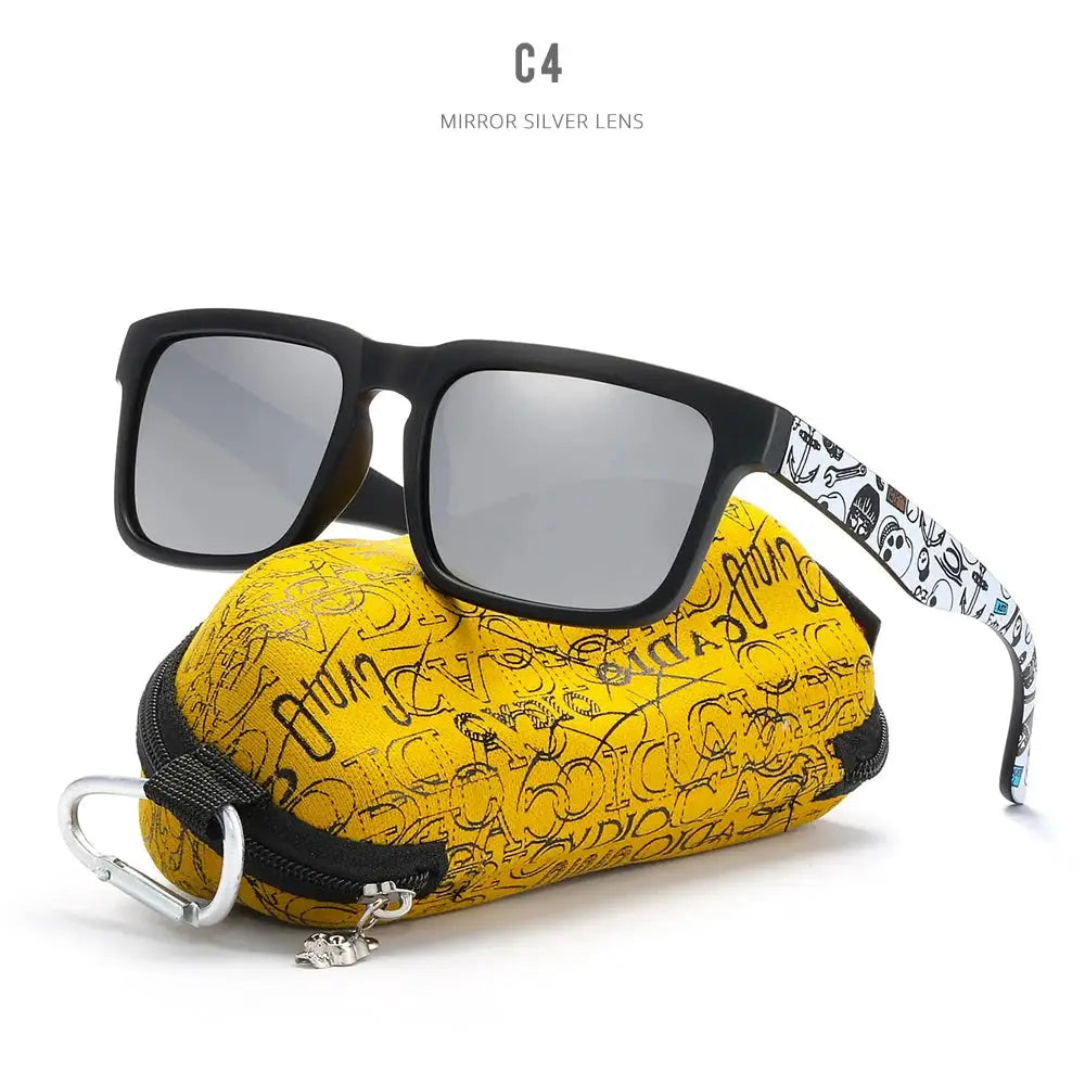 KDEAM Eye-catching Function Polarized Sunglasses For Men Matte Black Frame Fit. Painting Temples Play-Cool Sun Glasses With Case by All Mart Bristol Ltd