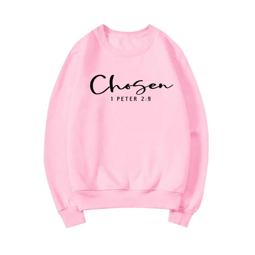 Chosen 1 Peter 2:9 Sweatshirt Chosen Crewneck Sweatshirts Christian Clothing Christian Apparel Casual Tops Hoodies for Women by All Mart Bristol Ltd