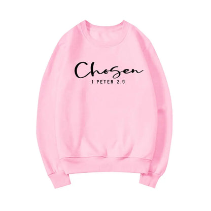 Chosen 1 Peter 2:9 Sweatshirt Chosen Crewneck Sweatshirts Christian Clothing Christian Apparel Casual Tops Hoodies for Women by All Mart Bristol Ltd