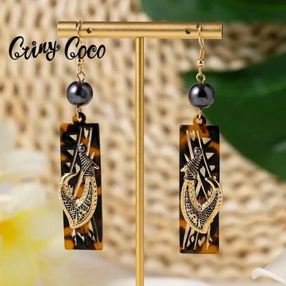 Hawaiian Acrylic Australia Designer Earrings Earring Accessories African Polynesian Jewelry Earring Women's Earrings for Women by All Mart Bristol Ltd