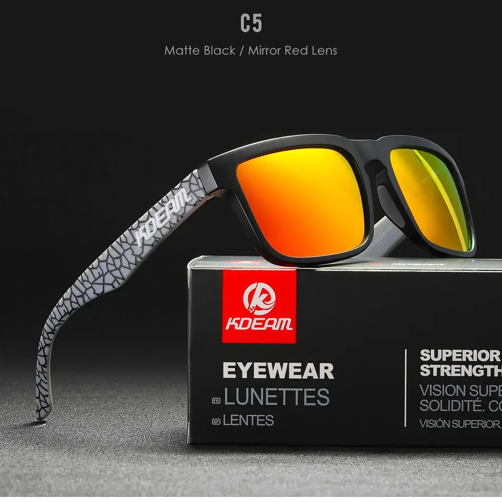 KDEAM 2022 Square Men's Polarized Sunglasses Outdoors Lifestyle Coating Sun Glasses New Matching Colors With Box by All Mart Bristol Ltd