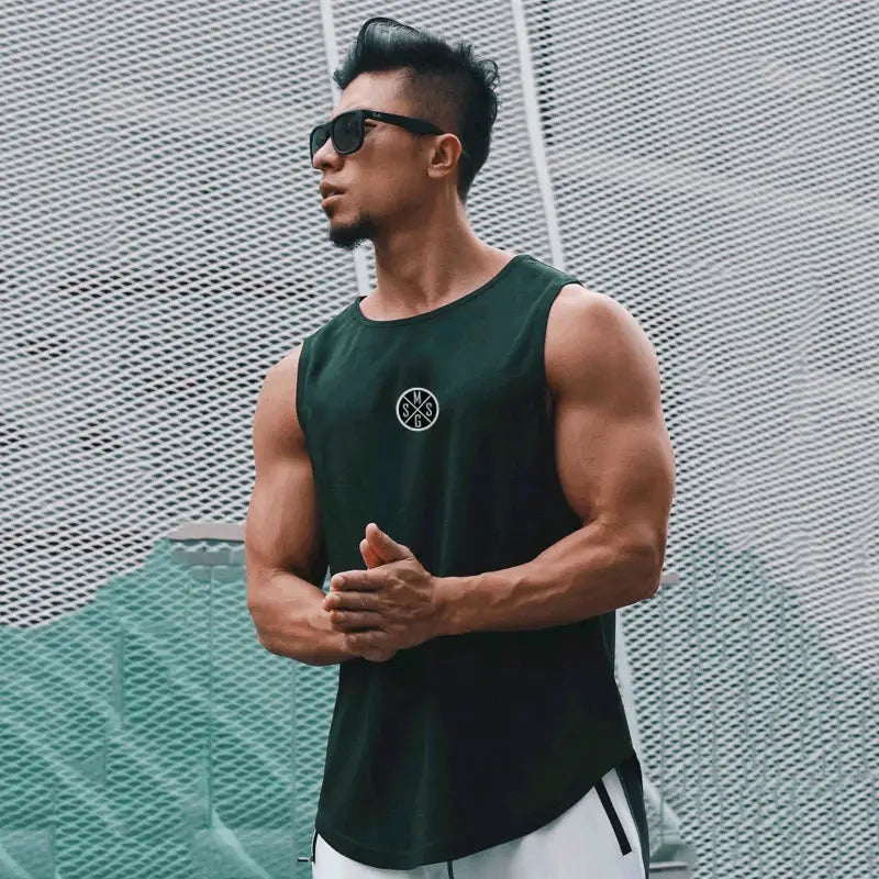 Bodybuilding Vest Men Sports Tank Top Men Gym Clothing Fitness Workout Sleeveless Shirt Mesh O Neck Running Stringer Singlets by All Mart Bristol Ltd