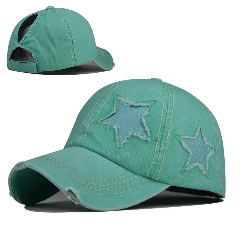 Baseball Cap Snapback Hat Girl baseball cap star pattern Horsetail Cap Hip Hop Fitted Cap Hats For Men Women Grinding Multicolor by All Mart Bristol Ltd
