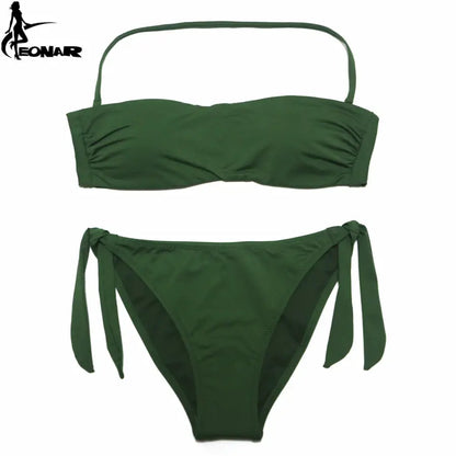 EONAR Bikini 2025 Solid Women Swimsuit Brazilian Cut Bottom Bikini Set Push Up Swimwear Femme Bathing Suits Sport Beach Wear by All Mart Bristol Ltd