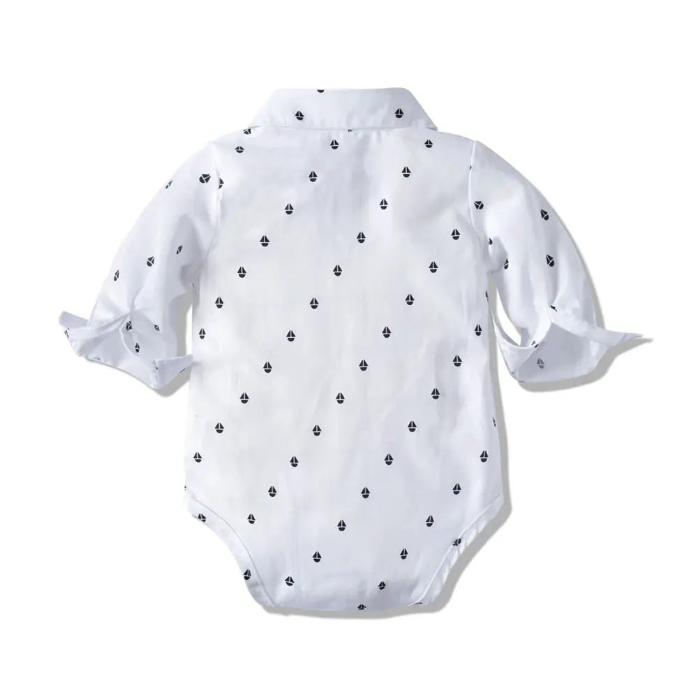 Baby Boy Birthday Gentleman Romper Clothes Set with Hat Cotton Spring Fall Toddler Kid Printed Bodysuit Dress Infant Outfit Suit by All Mart Bristol Ltd