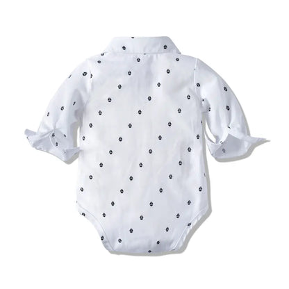 Baby Boy Birthday Gentleman Romper Clothes Set with Hat Cotton Spring Fall Toddler Kid Printed Bodysuit Dress Infant Outfit Suit by All Mart Bristol Ltd