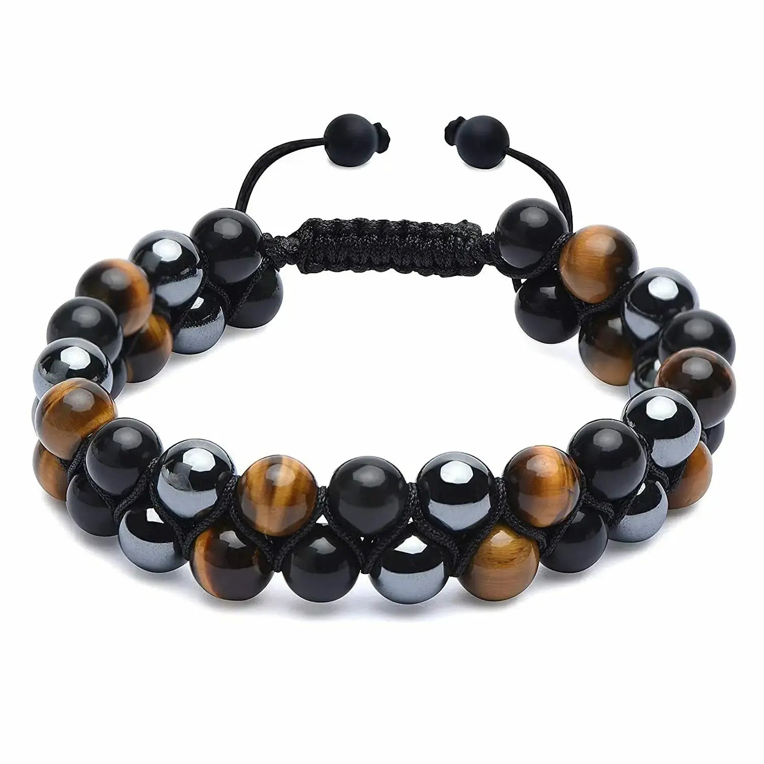 Fashion Men Bracelets Hematite Tiger Eye Double Layer Row Bracelets Pulsera Hombre Magnetic Health Protection Healing Bracelets by All Mart Bristol Ltd