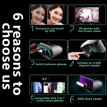 3D Virtual Reality VR Glasses For iPhone Android Smartphone Cell Mobile Phone Helmet Headset Wirth Real Lenses Goggles Devices by All Mart Bristol Ltd
