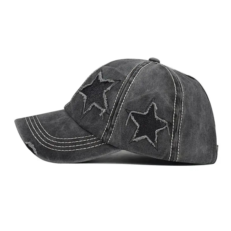 Baseball Cap Snapback Hat Girl baseball cap star pattern Horsetail Cap Hip Hop Fitted Cap Hats For Men Women Grinding Multicolor by All Mart Bristol Ltd