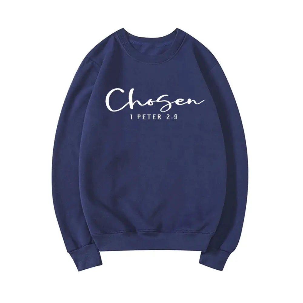 Chosen 1 Peter 2:9 Sweatshirt Chosen Crewneck Sweatshirts Christian Clothing Christian Apparel Casual Tops Hoodies for Women by All Mart Bristol Ltd