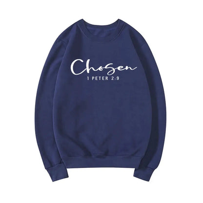 Chosen 1 Peter 2:9 Sweatshirt Chosen Crewneck Sweatshirts Christian Clothing Christian Apparel Casual Tops Hoodies for Women by All Mart Bristol Ltd