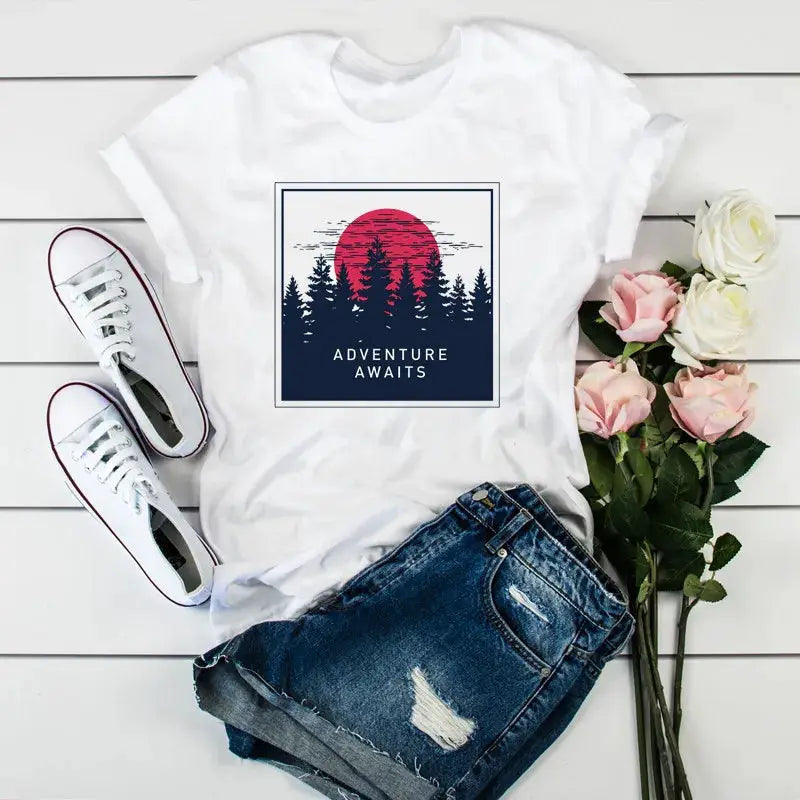 Summer New 90 ’s Leopard Heartbeat Short Sleeve Print Clothing Women's T-Shirt Harajuku Graphic Clothing Women's Top,Drop Ship by All Mart Bristol Ltd