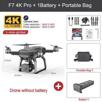 SJRC F7 PRO GPS Drone 4K Dual HD Camera 3-Axis Gimbal Professional Aerial Photography 3KM Brushless Quadcopter VS F11 4K Pro by All Mart Bristol Ltd
