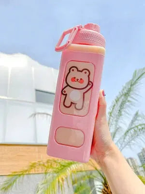 Kawaii Shaker Water Bottle With Straw Sticker Cute BPA Free 700ml/900ml Plastic Tea Milk Portable Gourde Drink Bottle For Girl by All Mart Bristol Ltd