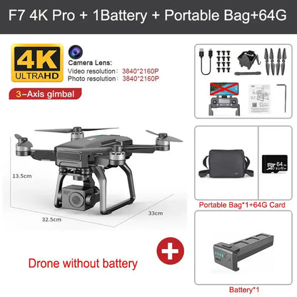 SJRC F7 PRO GPS Drone 4K Dual HD Camera 3-Axis Gimbal Professional Aerial Photography 3KM Brushless Quadcopter VS F11 4K Pro by All Mart Bristol Ltd