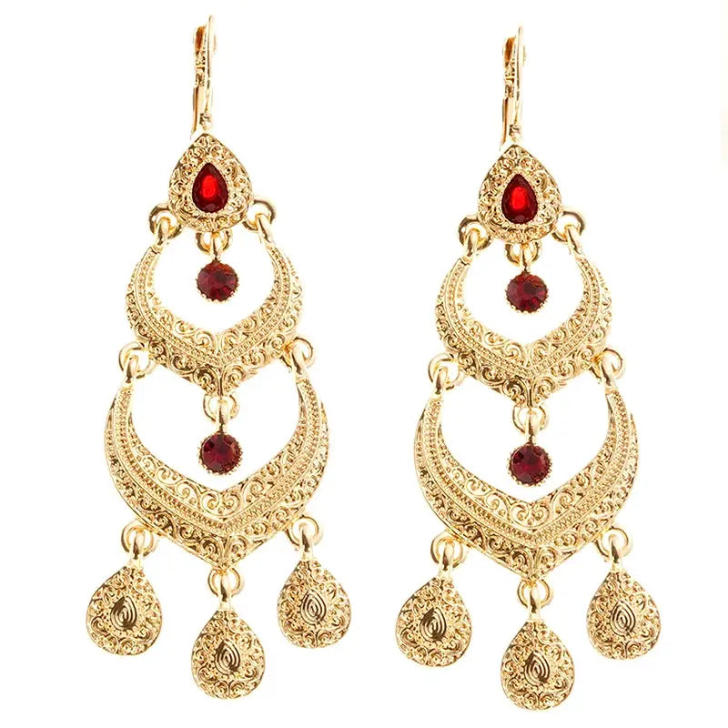 Moroccan Style Earrings for Women's Wedding Party Jewelry with Rhinestone Droplet Shape by All Mart Bristol Ltd