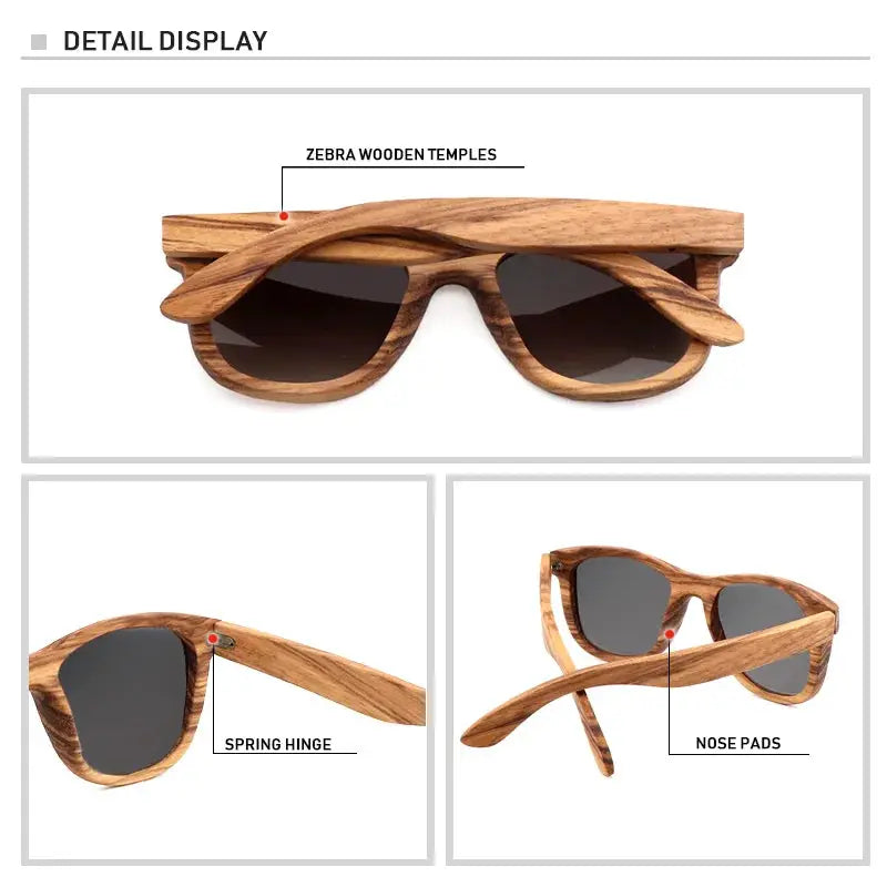 AN SWALLOW Retro Polarized Zebra Wood Sunglasses UV400 Luxury Brand Design Sunglasses Men Handmade Wooden Sun Glasses Women by All Mart Bristol Ltd