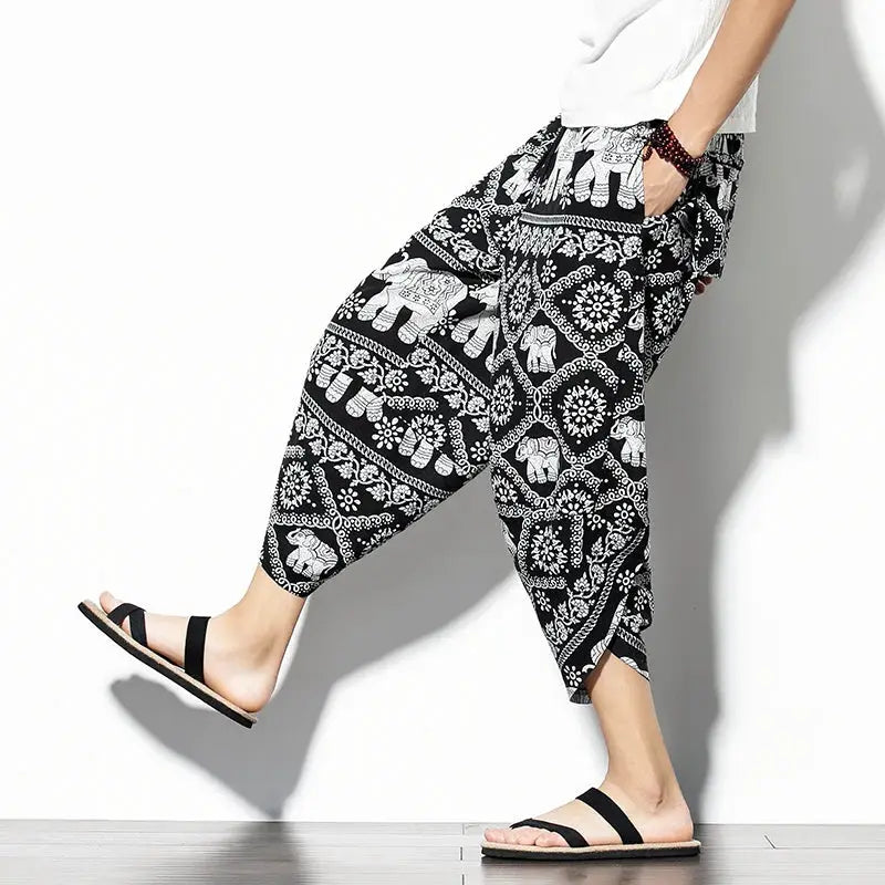 Dropshipping Summer Men Cotton Harem Pants Men Casual Hip Hop Trousers Cross Bloomers Calf-Length Pants Joggers Streetwear Pants by All Mart Bristol Ltd