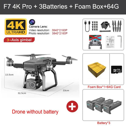SJRC F7 PRO GPS Drone 4K Dual HD Camera 3-Axis Gimbal Professional Aerial Photography 3KM Brushless Quadcopter VS F11 4K Pro by All Mart Bristol Ltd
