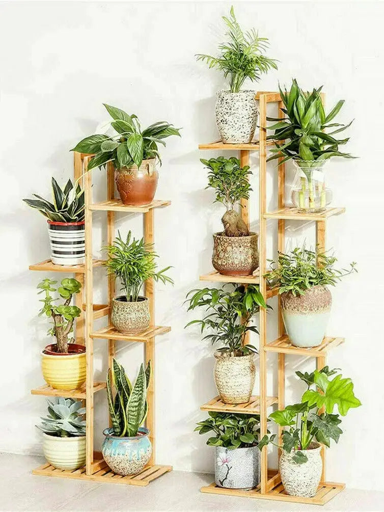 Bamboo 5 / 6 Tier Plant Stand Rack Multiple Flower Pot Holder Shelf Indoor Outdoor Planter Display Shelving Unit for Patio by All Mart Bristol Ltd