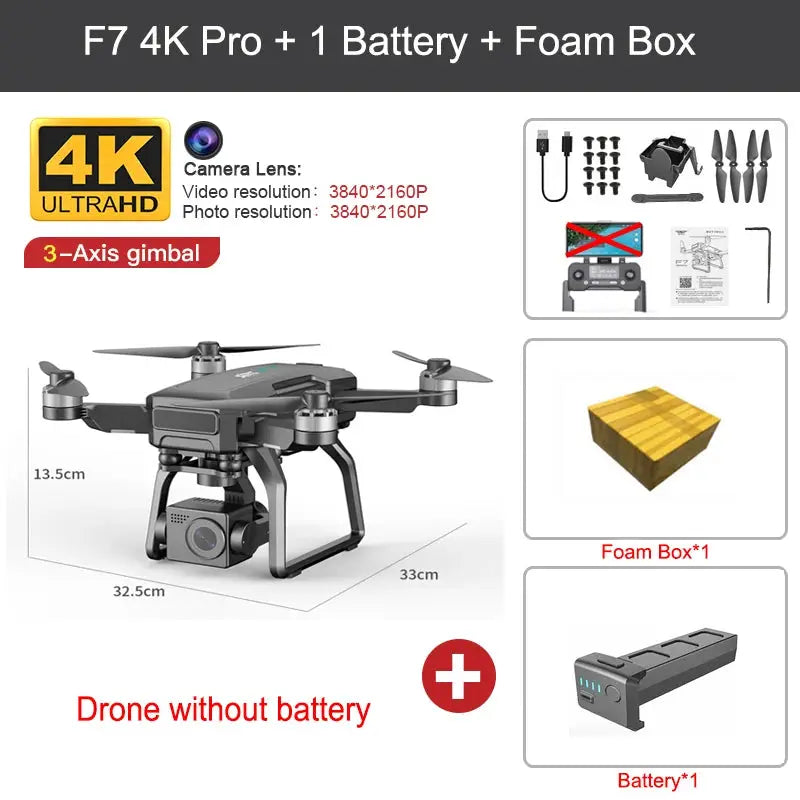 SJRC F7 PRO GPS Drone 4K Dual HD Camera 3-Axis Gimbal Professional Aerial Photography 3KM Brushless Quadcopter VS F11 4K Pro by All Mart Bristol Ltd