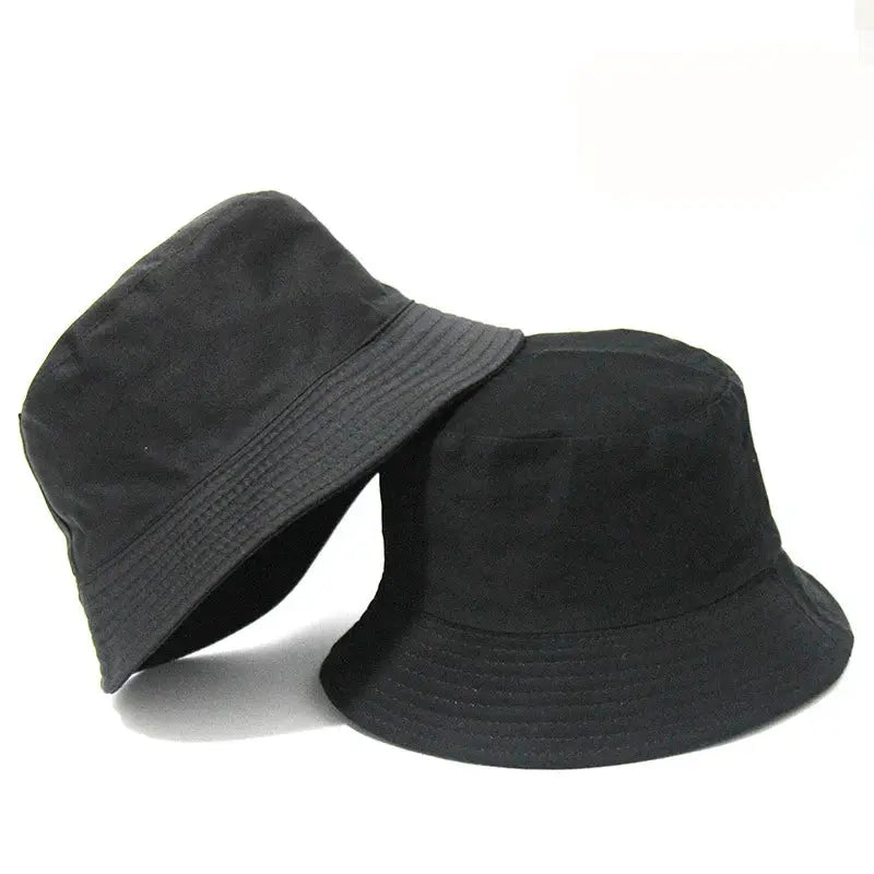 Black Solid Dots Bucket Hat Two Side Wear Unisex Simple Bob Caps Hip Hop Gorros Men Women Panama Cap Beach Fishing Boonie Sunhat by All Mart Bristol Ltd
