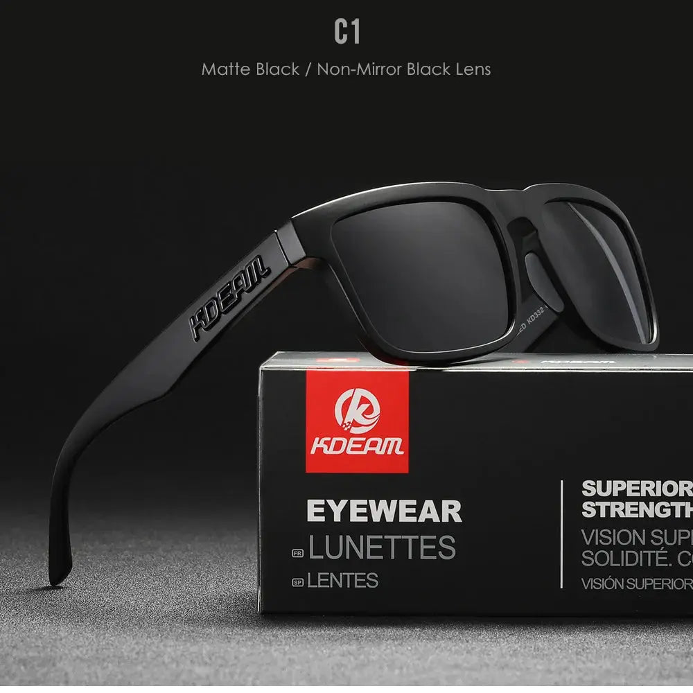 KDEAM 2022 Square Men's Polarized Sunglasses Outdoors Lifestyle Coating Sun Glasses New Matching Colors With Box by All Mart Bristol Ltd
