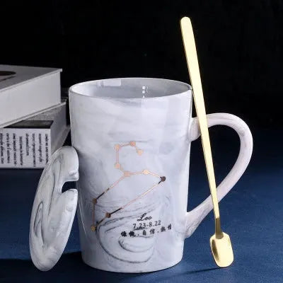 Natural Marble 12 Constellation Ceramic Pink Zodiac Mug With Lid Coffee Mugs Creative Personality Cup 380ml Cups And Mugs Xicara by All Mart Bristol Ltd