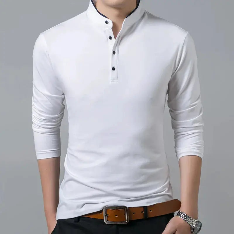 Hot Sale 2026 Spring Mens Tshirt Long Sleeve Stand Basic Solid Blouse Tee Shirt Top Casual Cotton T-shirt Men Undershirt by All Mart Bristol Ltd