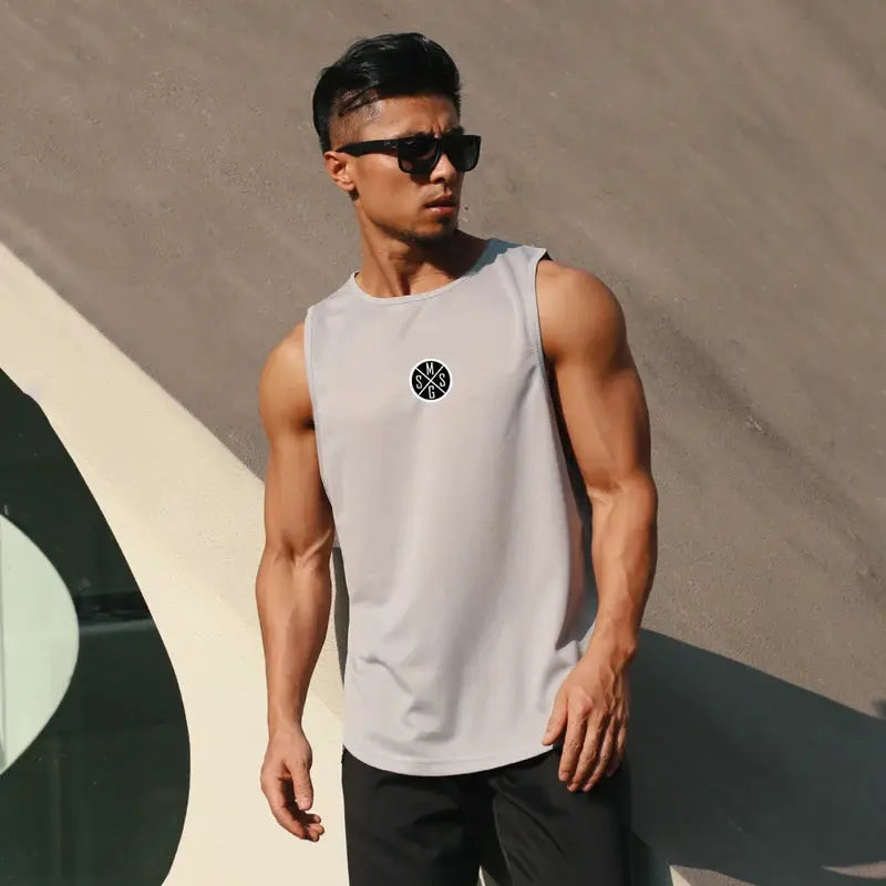 Bodybuilding Vest Men Sports Tank Top Men Gym Clothing Fitness Workout Sleeveless Shirt Mesh O Neck Running Stringer Singlets by All Mart Bristol Ltd
