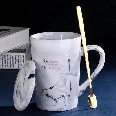Natural Marble 12 Constellation Ceramic Pink Zodiac Mug With Lid Coffee Mugs Creative Personality Cup 380ml Cups And Mugs Xicara by All Mart Bristol Ltd