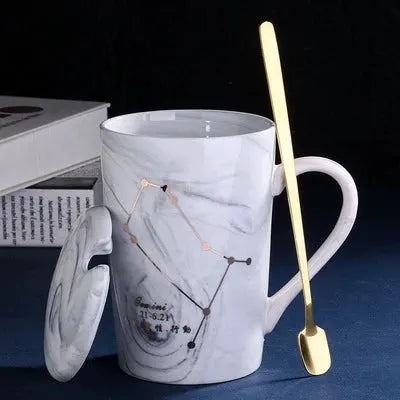 Natural Marble 12 Constellation Ceramic Pink Zodiac Mug With Lid Coffee Mugs Creative Personality Cup 380ml Cups And Mugs Xicara by All Mart Bristol Ltd