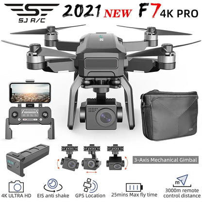 SJRC F7 PRO GPS Drone 4K Dual HD Camera 3-Axis Gimbal Professional Aerial Photography 3KM Brushless Quadcopter VS F11 4K Pro by All Mart Bristol Ltd