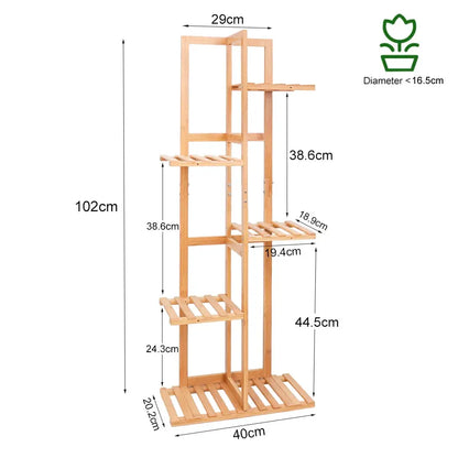 Bamboo 5 / 6 Tier Plant Stand Rack Multiple Flower Pot Holder Shelf Indoor Outdoor Planter Display Shelving Unit for Patio by All Mart Bristol Ltd