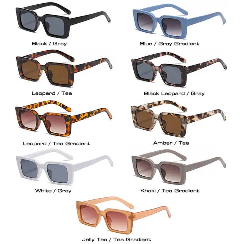SO&EI Ins Popular Fashion Small Rectangle Sunglasses Women Retro Leopard Shades UV400 Men Trending Square Sun Glasses by All Mart Bristol Ltd