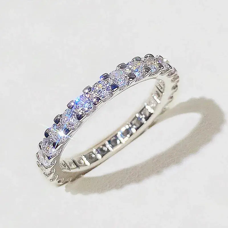 Huitan Fashion Contracted Women's Ring Thin Full Paved Round CZ Versatile Girls Accessories Daily Wear Party Statement Jewelry by All Mart Bristol Ltd