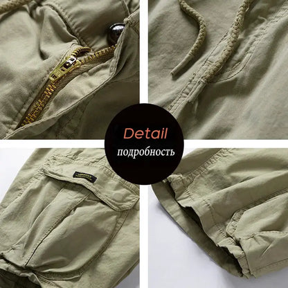 New Summer Solid Color Fashion Cotton Casual Breeches Cargo Men Shorts Men Breathable Quick Dry Multi Pocket Hip Hop Shorts by All Mart Bristol Ltd