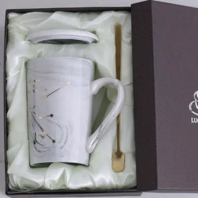 Natural Marble 12 Constellation Ceramic Pink Zodiac Mug With Lid Coffee Mugs Creative Personality Cup 380ml Cups And Mugs Xicara by All Mart Bristol Ltd
