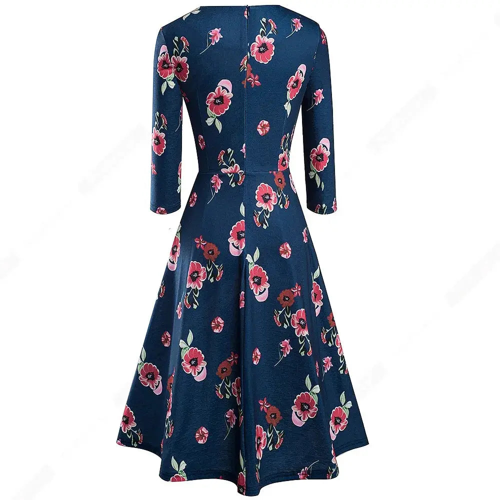 Women Vintage Casual Round Neck A line Summer Elegant Floral Lace Patchwork Sleeveless Tunic Party Swing Dress HA079 by All Mart Bristol Ltd