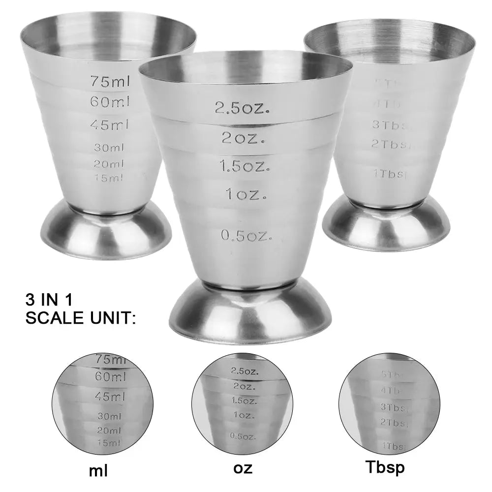 Bar Mixed Drink Accessories Measure Cup Bar Cocktail Shaker Jigger Cocktail Tools Stainless Steel 75ML Gadgets by All Mart Bristol Ltd