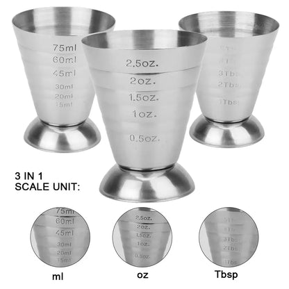 Bar Mixed Drink Accessories Measure Cup Bar Cocktail Shaker Jigger Cocktail Tools Stainless Steel 75ML Gadgets by All Mart Bristol Ltd