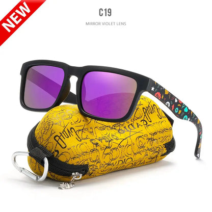 KDEAM Eye-catching Function Polarized Sunglasses For Men Matte Black Frame Fit. Painting Temples Play-Cool Sun Glasses With Case by All Mart Bristol Ltd