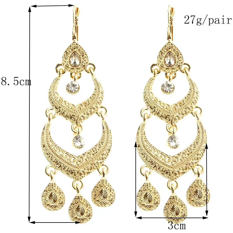 Moroccan Style Earrings for Women's Wedding Party Jewelry with Rhinestone Droplet Shape by All Mart Bristol Ltd
