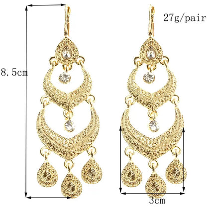 Moroccan Style Earrings for Women's Wedding Party Jewelry with Rhinestone Droplet Shape by All Mart Bristol Ltd
