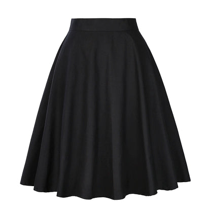 Women's Runway Cotton Retro Vintage Skirt Black Faldas High Waist A Line Rockabilly Jupe 50s Swing Umbrella Skirts Pin Up Skater by All Mart Bristol Ltd