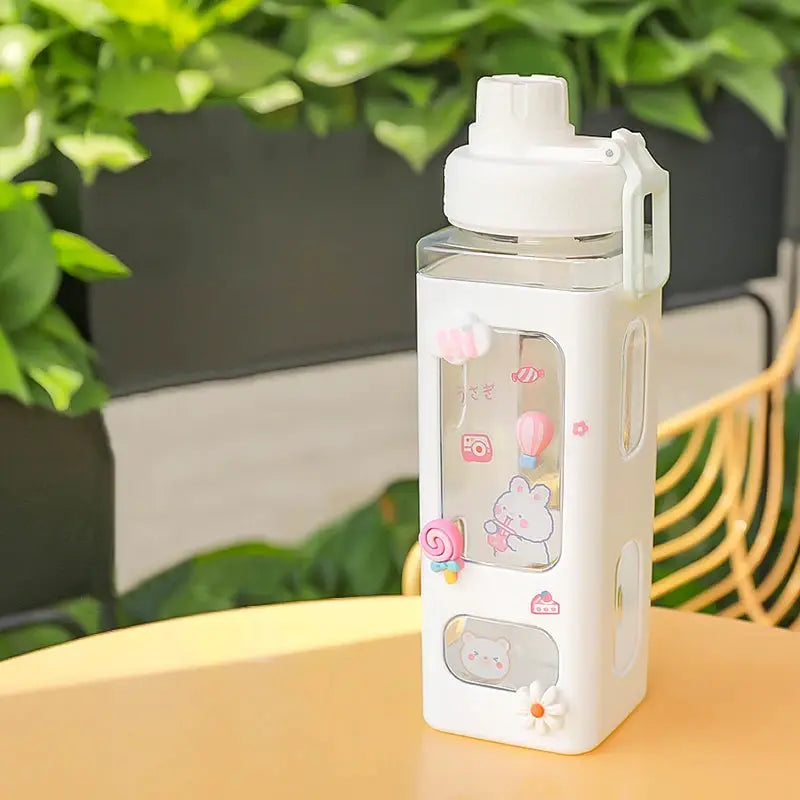 Kawaii Shaker Water Bottle With Straw Sticker Cute BPA Free 700ml/900ml Plastic Tea Milk Portable Gourde Drink Bottle For Girl by All Mart Bristol Ltd